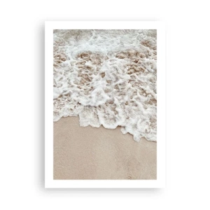 Poster - Sanfte Wellen brechen auf den Sand des Strandes - 50x70cm - Ich komme gleich wieder - Moderne Wanddekoration für Wohnzimmer und Schlafzimmer ARTTOR