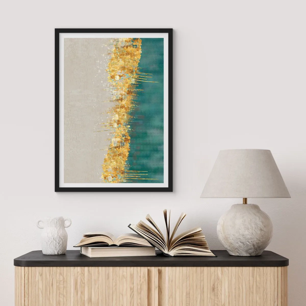 Poster in einem schwarzem Rahmen - Goldener Rand - 61x91 cm