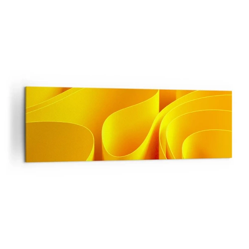 Bild auf Leinwand - Leinwandbild - Gelbe abstrakte Wellen, die Sonnenstrahlen ähneln - 160x50cm - Wie Sonnenwellen - Moderne Wanddekoration für Wohnzimmer und Schlafzimmer ARTTOR