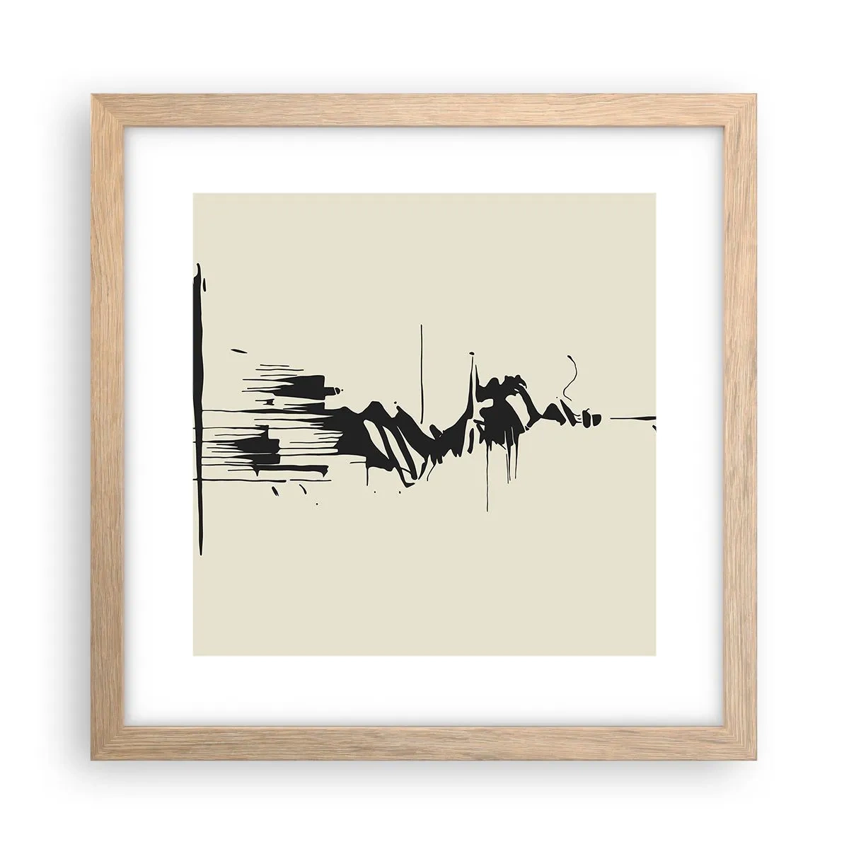 Poster in einem Rahmen aus heller Eiche - Hastige Abstraktion - 30x30 cm