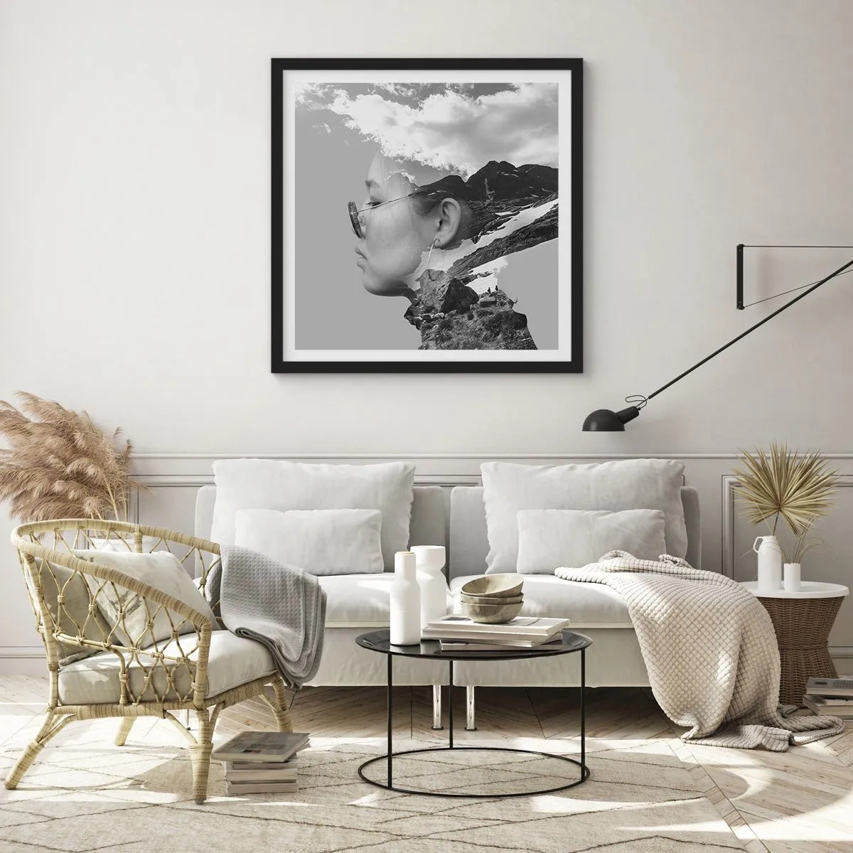Poster in einem schwarzem Rahmen - Top und bewölktes Porträt - 40x40 cm
