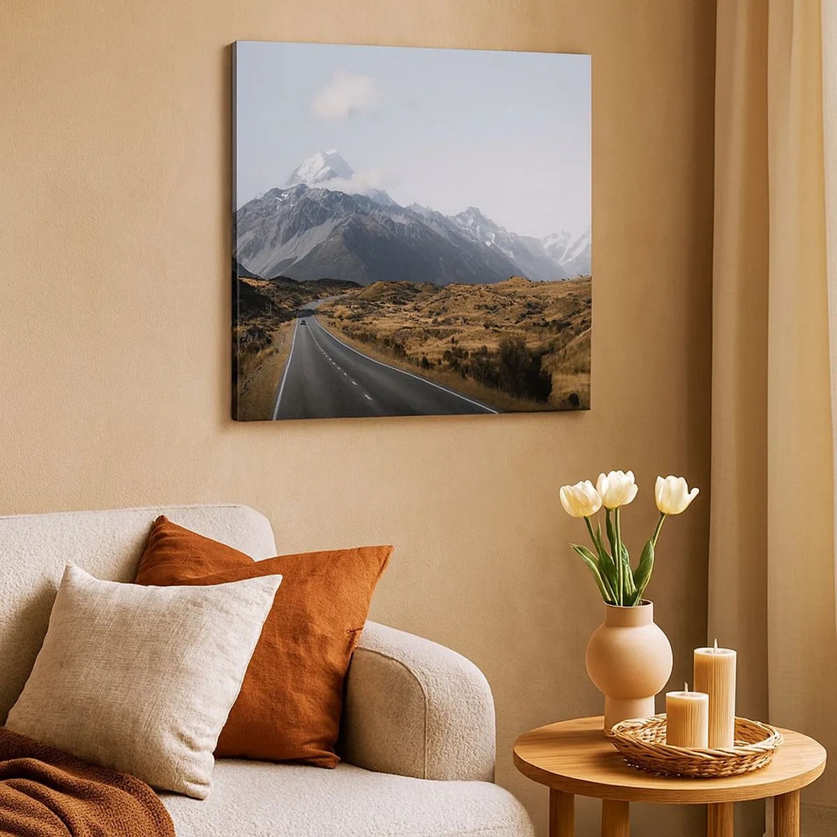 Bild auf Leinwand - Leinwandbild - Der Weg ins Herz der Berge - 30x30 cm