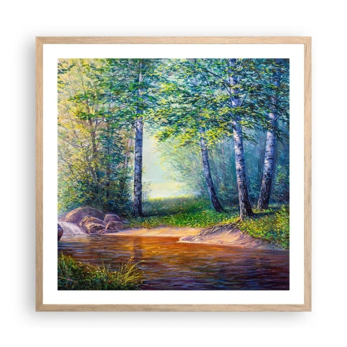 Poster in einem Rahmen aus heller Eiche - Idyllische Landschaft - 60x60 cm