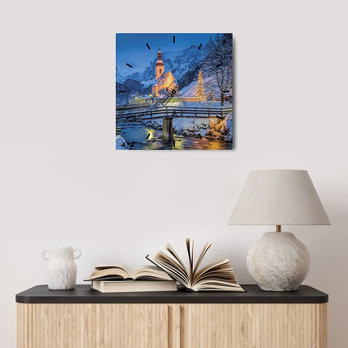 Wanduhr - Glasuhr - Weihnachtsgeist - 40x40 cm