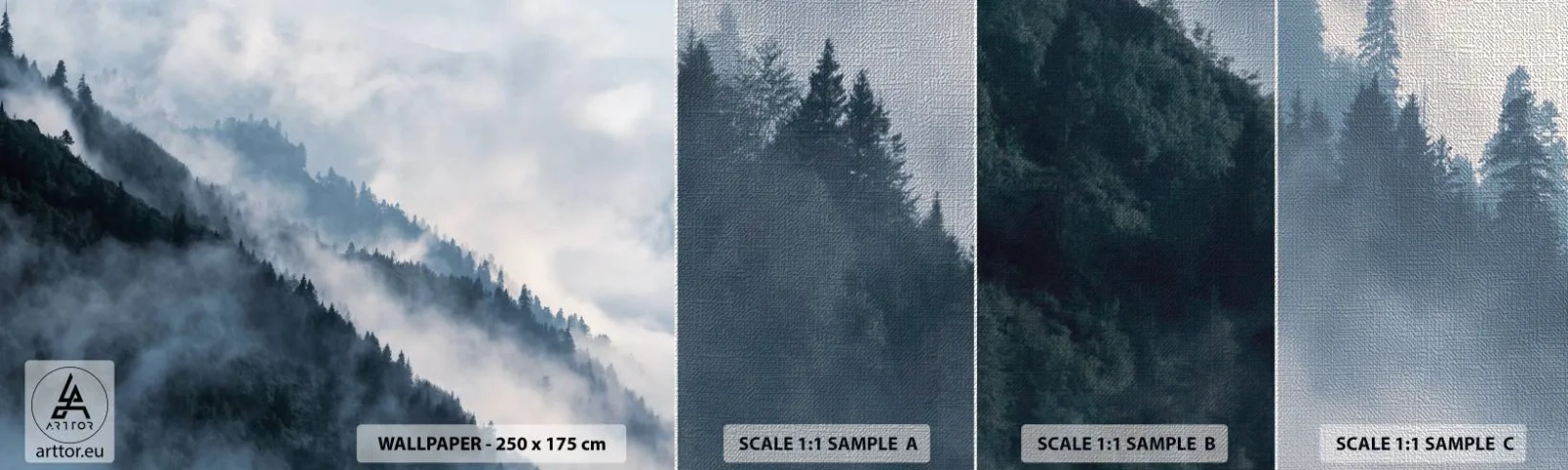 Fototapeten Muster Premium Canvas - Mystik der Berge - Landschaft, Berge, Wald - 100x30 cm