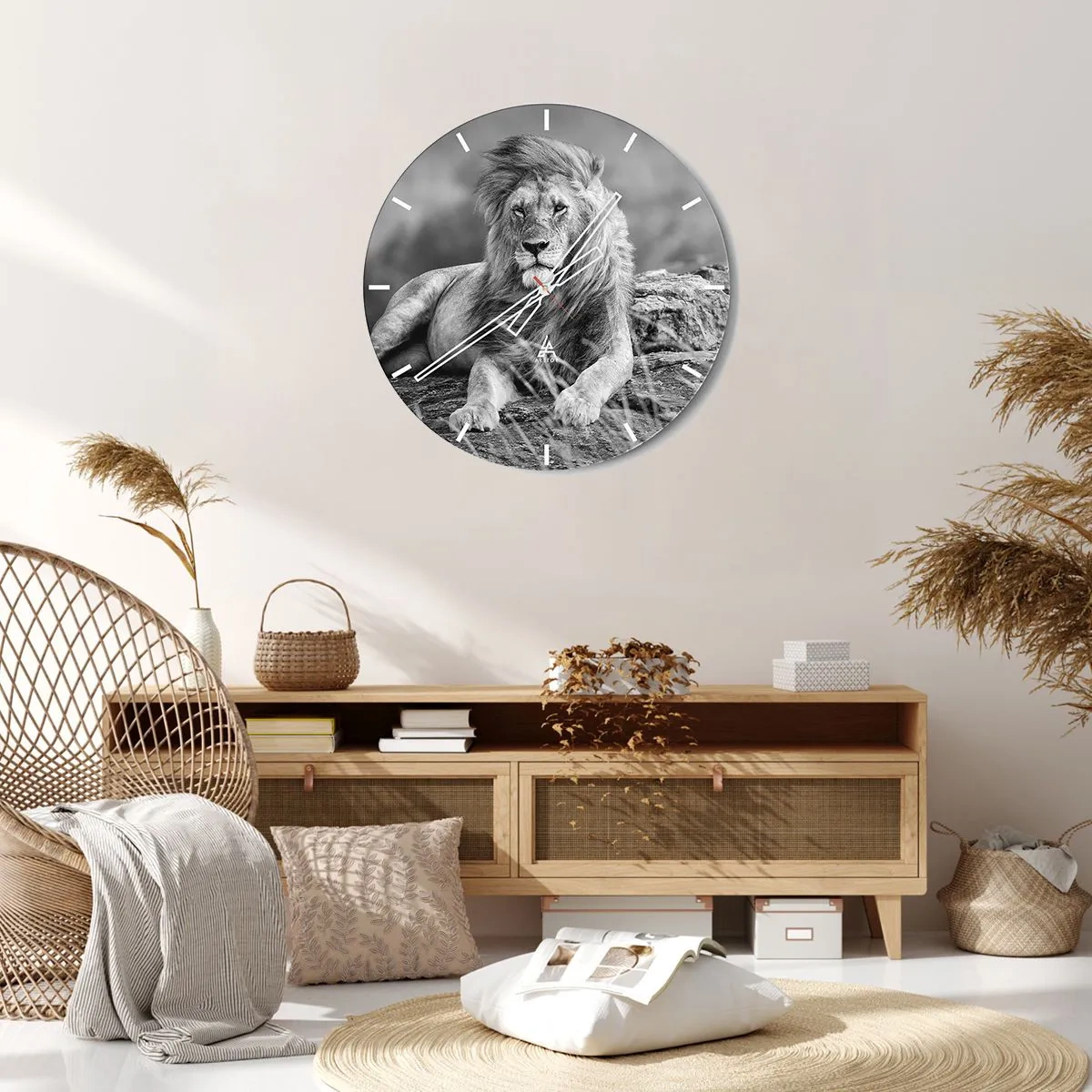 Wanduhr - Glasuhr - Königliche Siesta - 30x30 cm