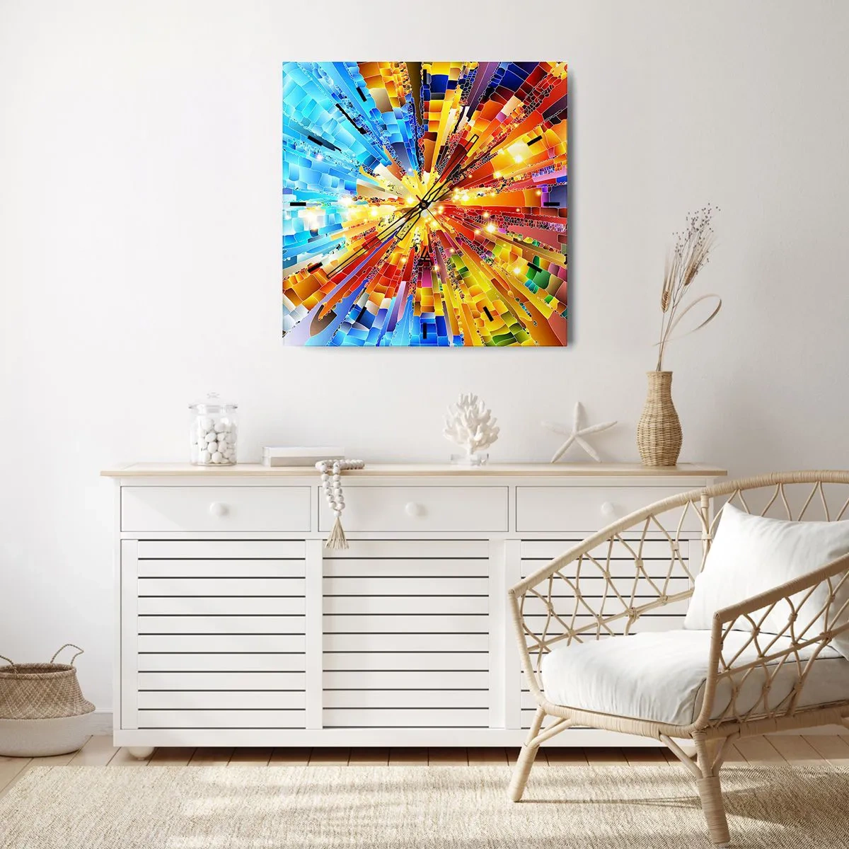 Wanduhr - Glasuhr - Eine dynamische Explosion aus Farbe und Licht - 30x30cm - In Medienauflösung - Moderne Wanddekoration für Wohnzimmer und Schlafzimmer ARTTOR