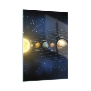 Glasbild - Bild auf glas - Das Sonnensystem mit Planeten und Sternen im Hintergrund - 50x70cm - Einer von zehn - Moderne Wanddekoration für Wohnzimmer und Schlafzimmer ARTTOR