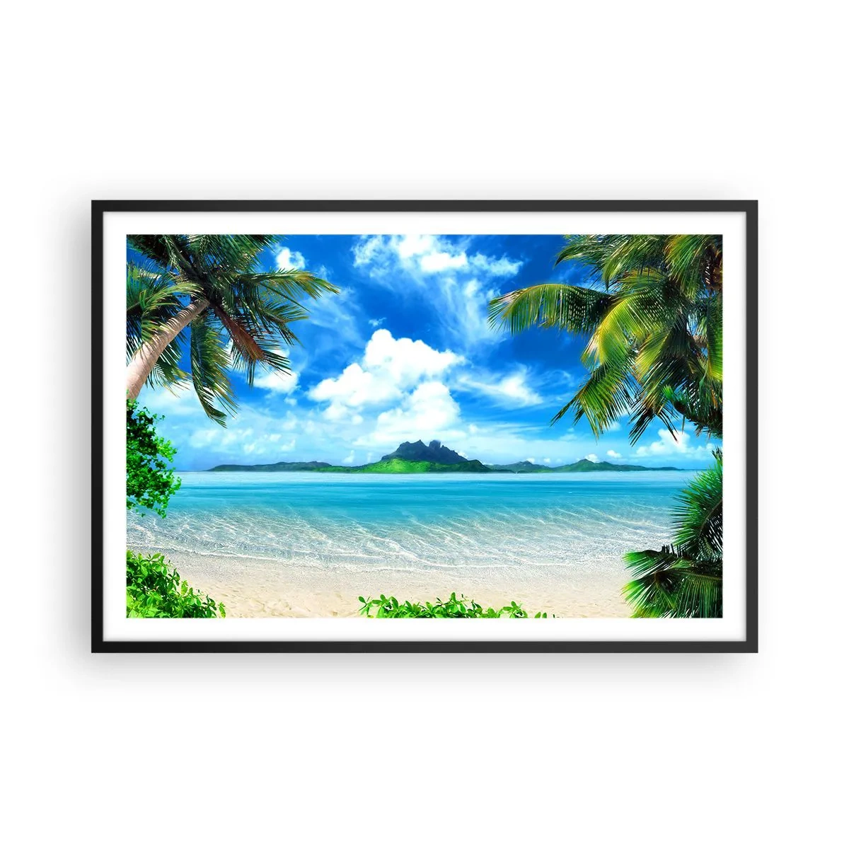 Poster in einem schwarzem Rahmen - Das Azurblau der Tropen - 91x61 cm