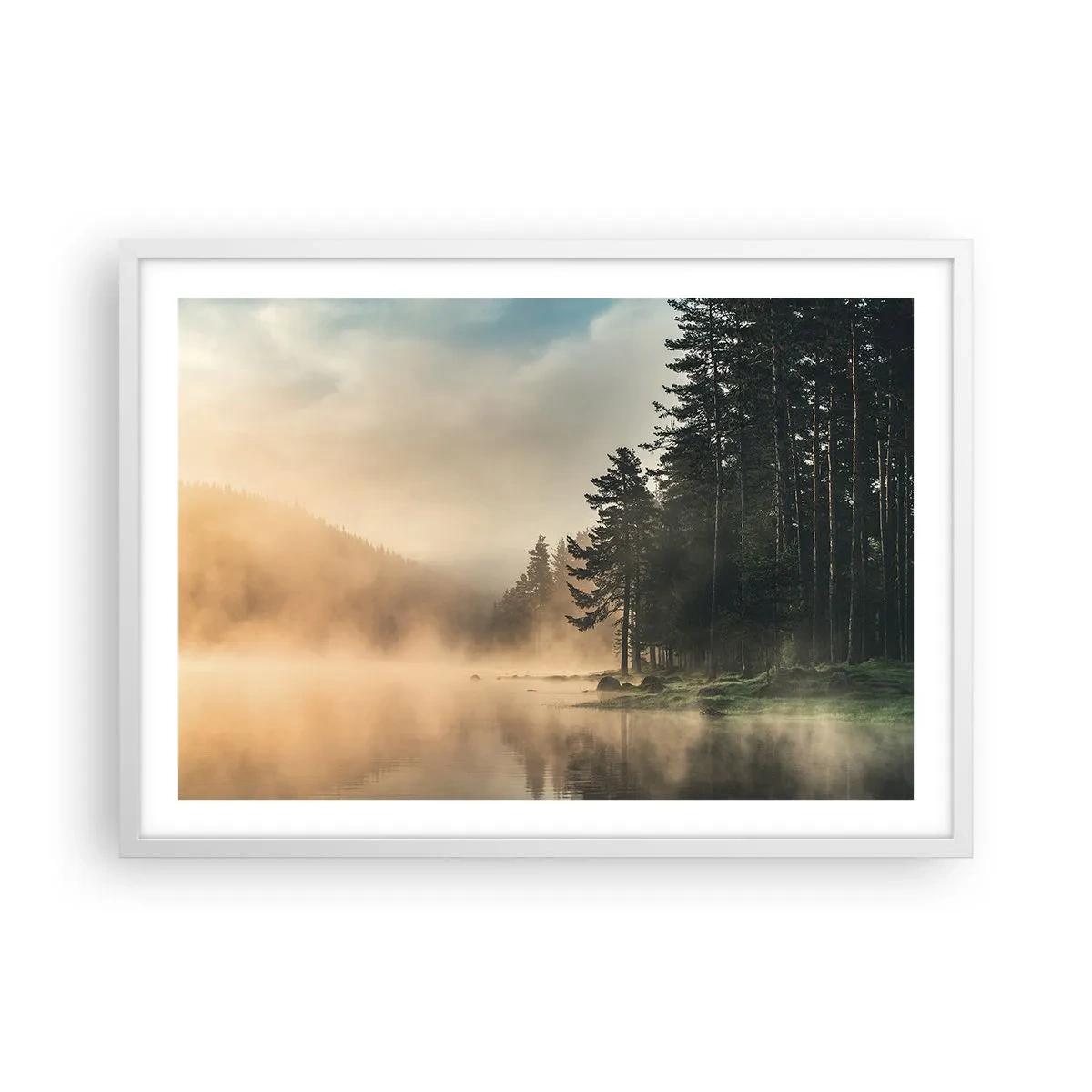 Poster in einem weißen Rahmen - Die Geburt des Tages - 70x50 cm