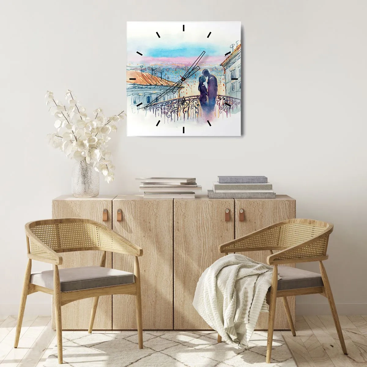 Wanduhr - Glasuhr - Paris-Liebhaber - 40x40 cm