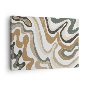Bild auf Leinwand - Leinwandbild - Erdige Muster in Braun- und Grüntönen - 70x50cm - Mäander in Erdfarben - Moderne Wanddekoration für Wohnzimmer und Schlafzimmer ARTTOR