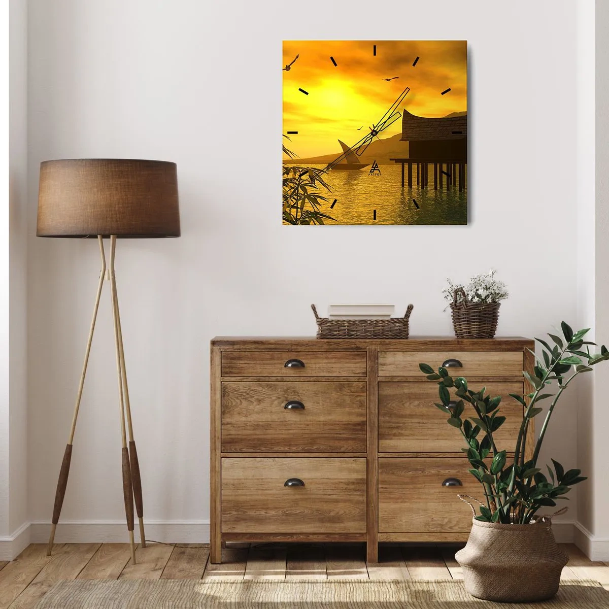 Wanduhr - Glasuhr - Der ersehnte Frieden - 40x40 cm