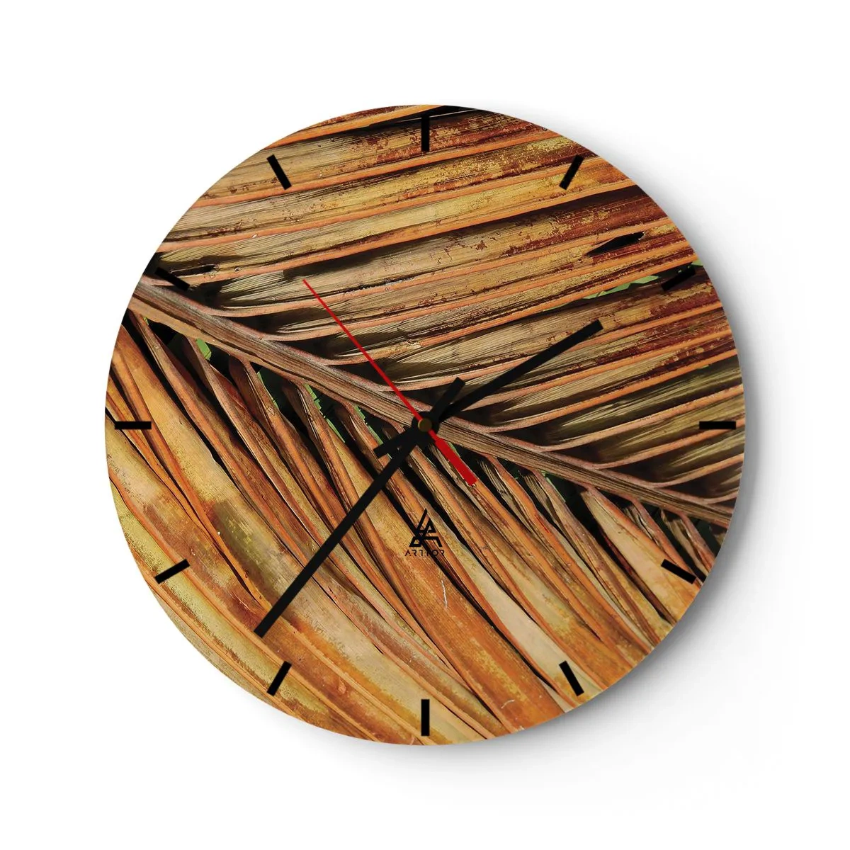 Wanduhr - Glasuhr - Kokosnuss-Gold - 40x40 cm
