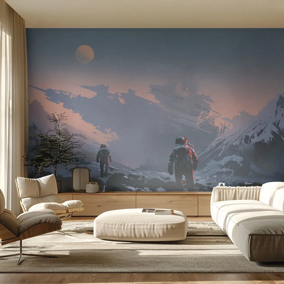 Fototapete Premium Sand - Unter einem unbekannten Stern - Abstraktion, Astronaut, Kosmonaut - 450x315 cm