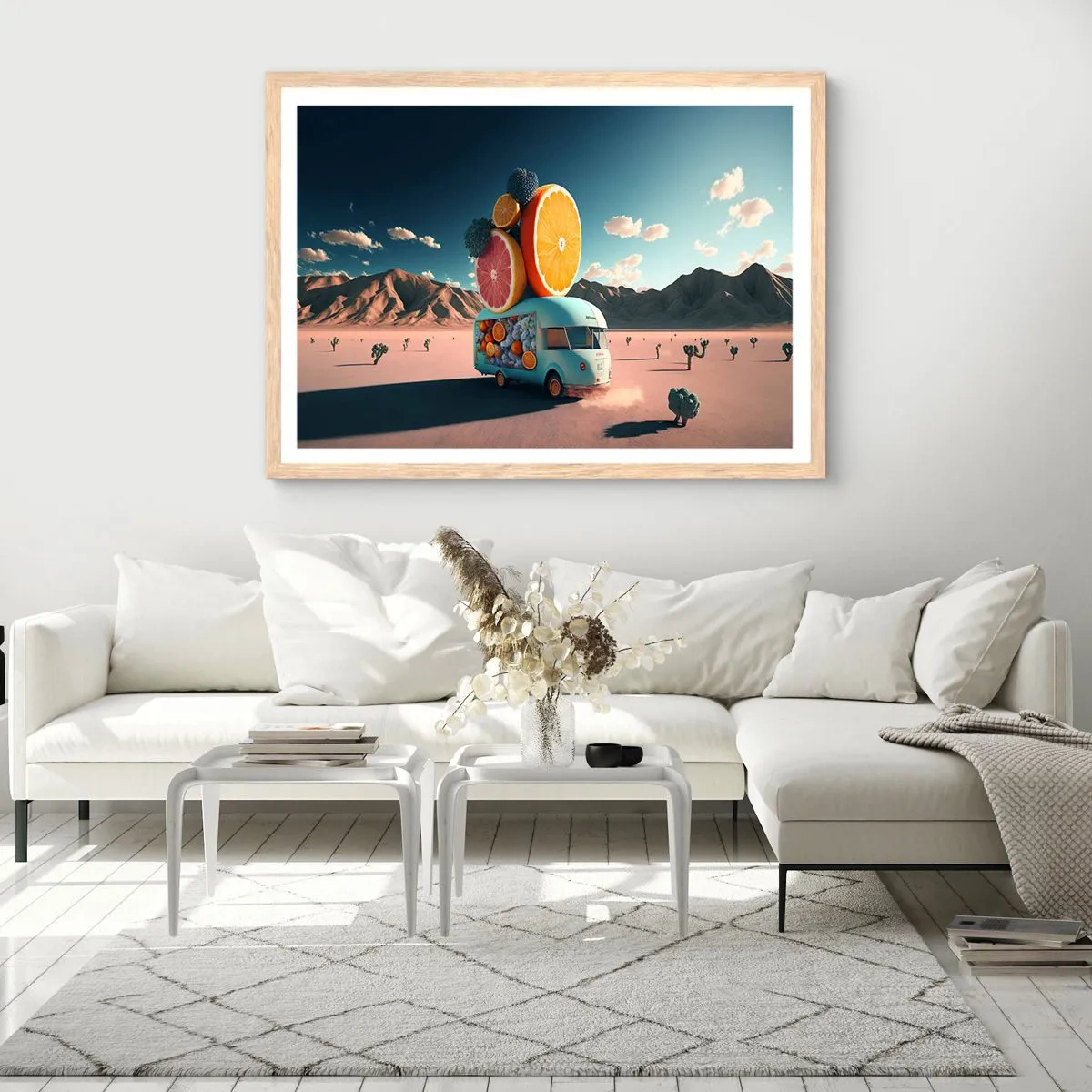 Poster in einem Rahmen aus heller Eiche - Geschmack von Urlaub - 100x70 cm