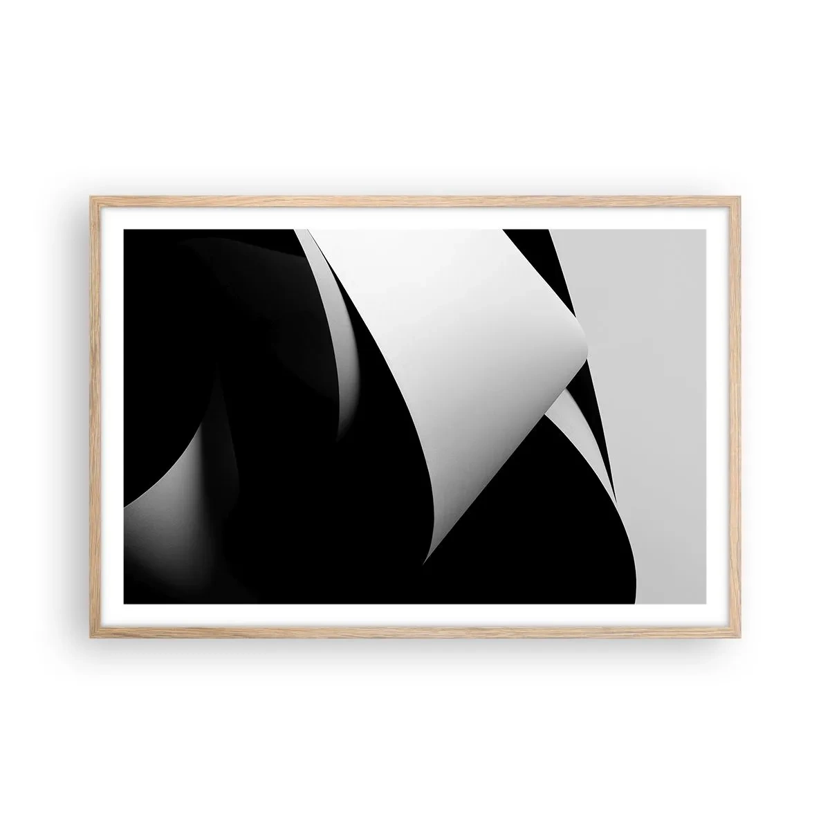 Poster in einem Rahmen aus heller Eiche - Lichtflächen aus der Schattentiefe - 91x61 cm