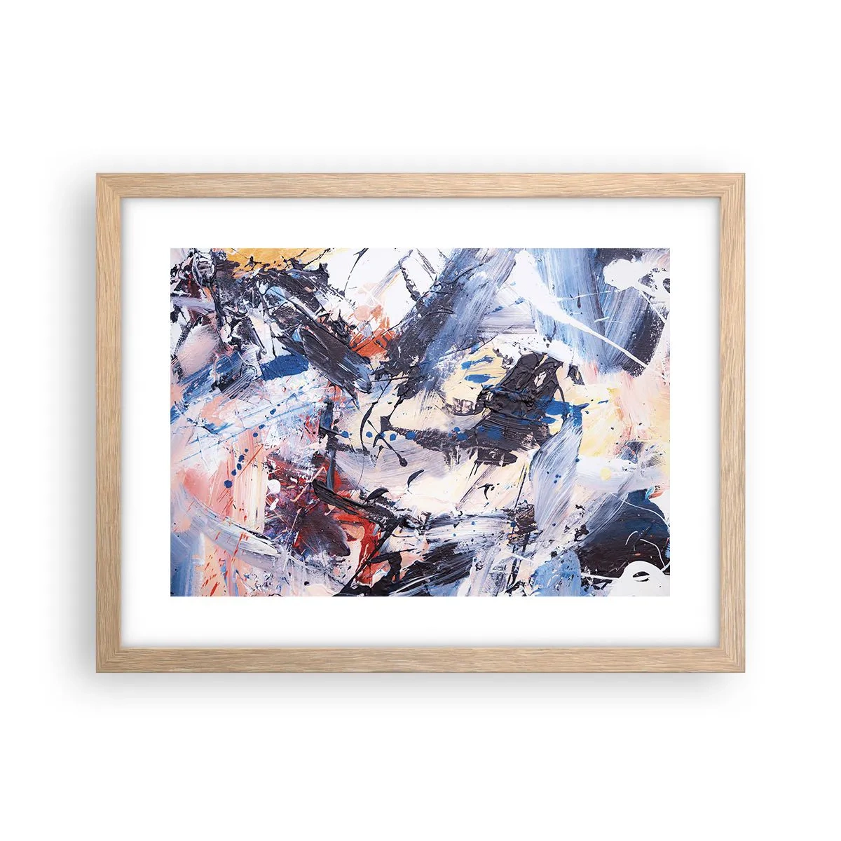 Poster in einem Rahmen aus heller Eiche - Verrückter Tanz der Abstraktion - 40x30 cm