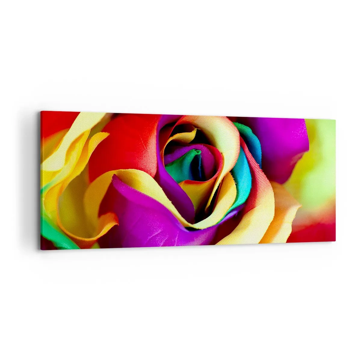 Bild auf Leinwand - Leinwandbild - Eine bunte Rose in Regenbogenfarben - 120x50cm - Es ist unmöglich - Moderne Wanddekoration für Wohnzimmer und Schlafzimmer ARTTOR