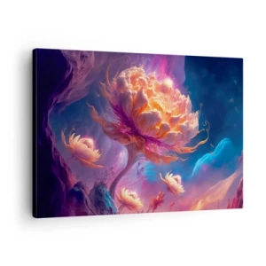 Bild auf Leinwand - Leinwandbild - Fantasieblumen in einer kosmischen Landschaft - 70x50cm - Andere Welt - Moderne Wanddekoration für Wohnzimmer und Schlafzimmer ARTTOR