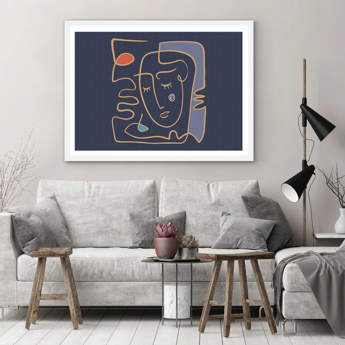 Poster in einem weißen Rahmen - In Gedanken - 100x70 cm