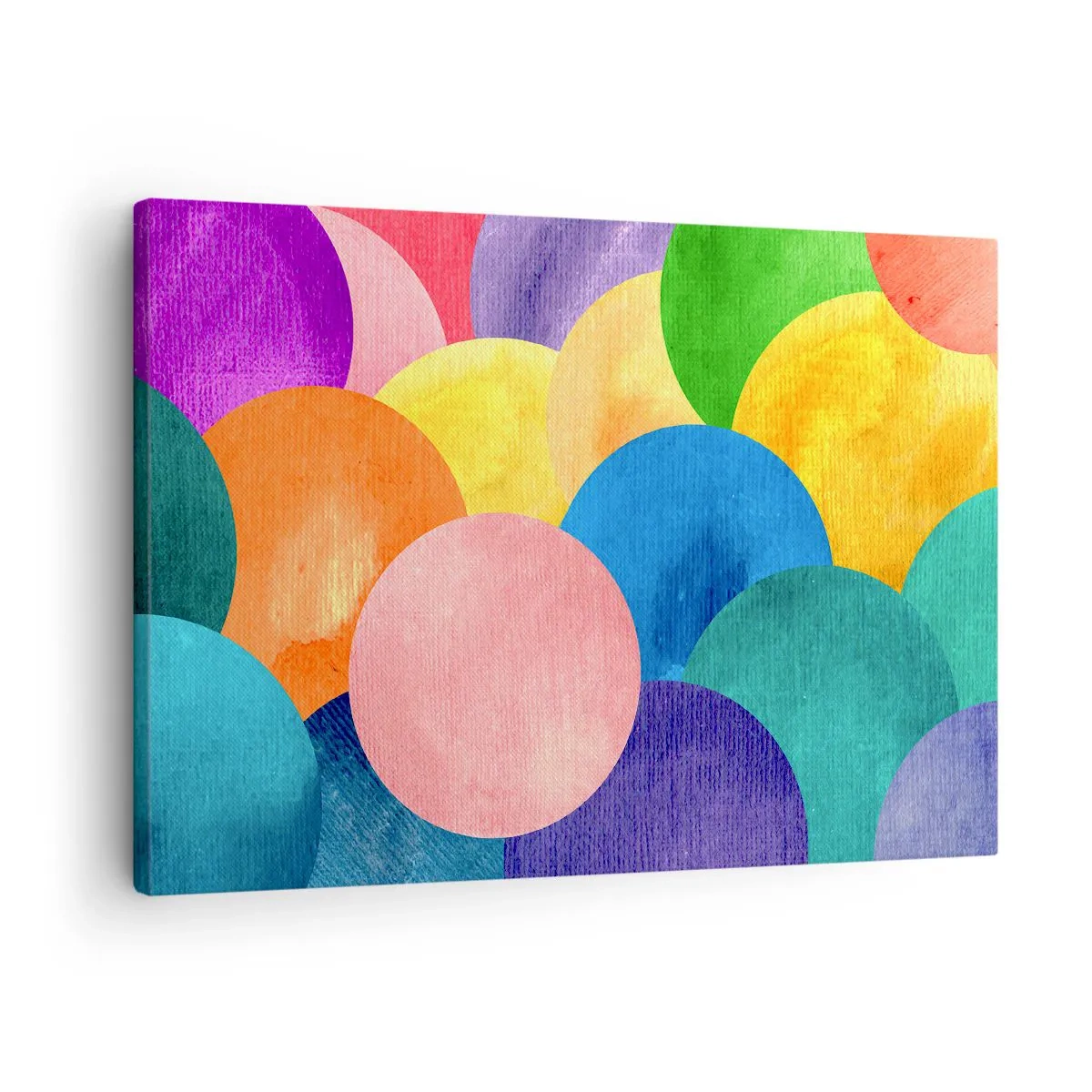 Bild auf Leinwand - Leinwandbild - Bunte Kreise im Aquarellstil - 70x50cm - Die ursprüngliche Fülle des Lebens - Moderne Wanddekoration für Wohnzimmer und Schlafzimmer ARTTOR