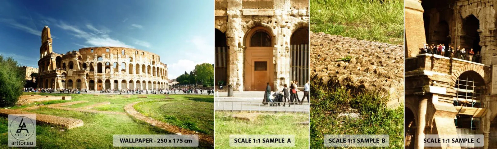 Fototapetenmuster Standard Eco - Wir können immer noch das Knallen der Waffe hören - Kolosseum, Rom, Die Architektur - 100x30 cm