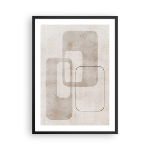 Poster in einem schwarzem Rahmen - Minimalistische geometrische Formen in Beigetönen - 50x70cm - Geometrische Fuge - Moderne Wanddekoration für Wohnzimmer und Schlafzimmer ARTTOR
