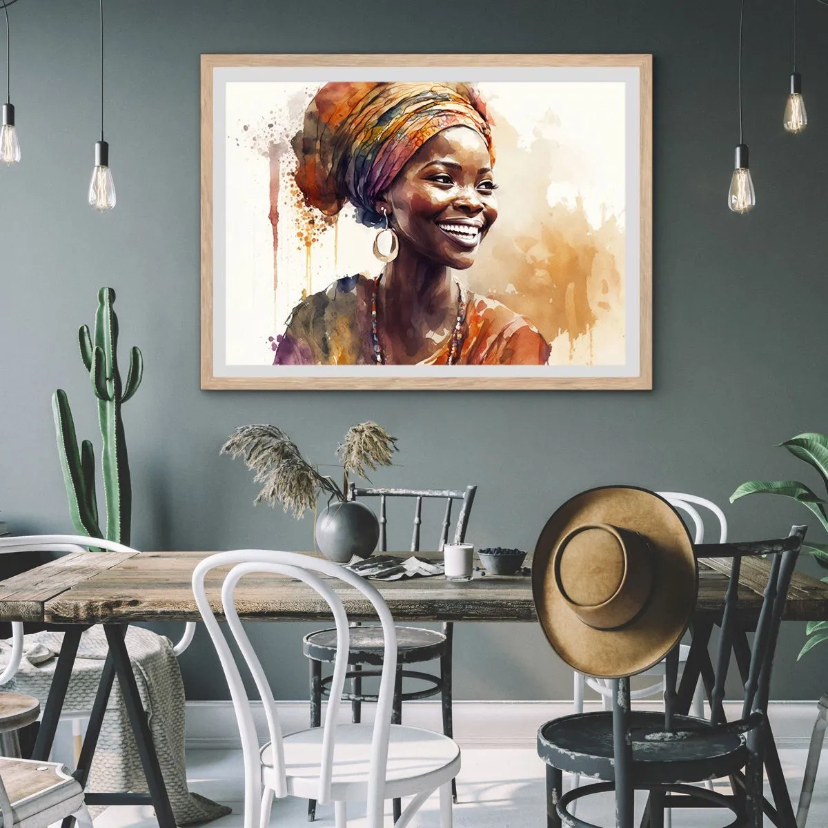 Poster in einem Rahmen aus heller Eiche - Afrikanische Königin - 40x30 cm