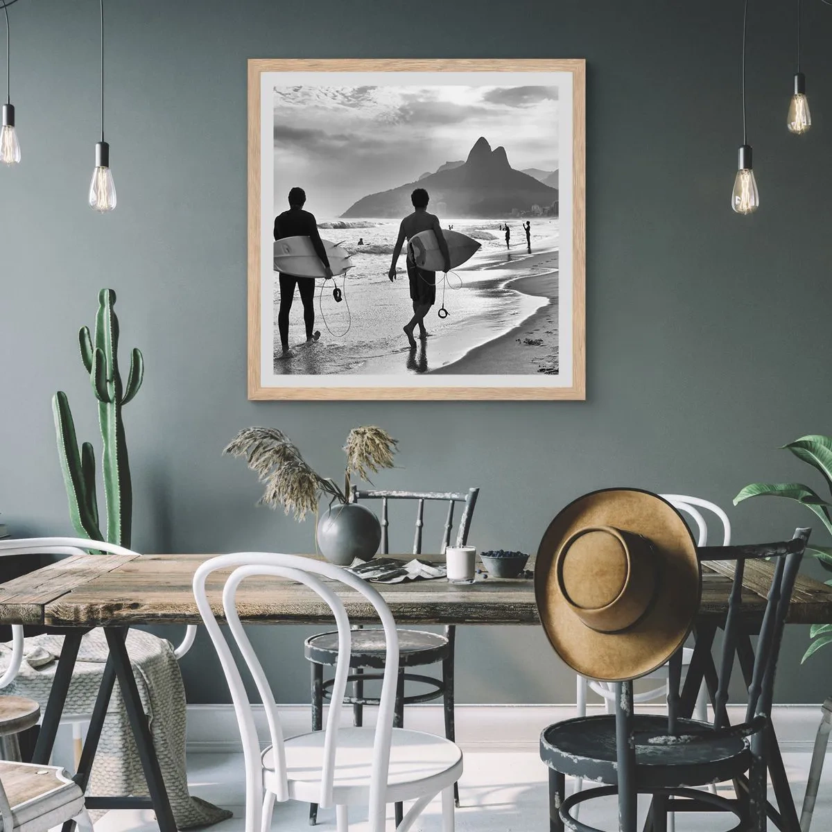 Poster in einem Rahmen aus heller Eiche - Single-Wave-Samba - 30x30 cm