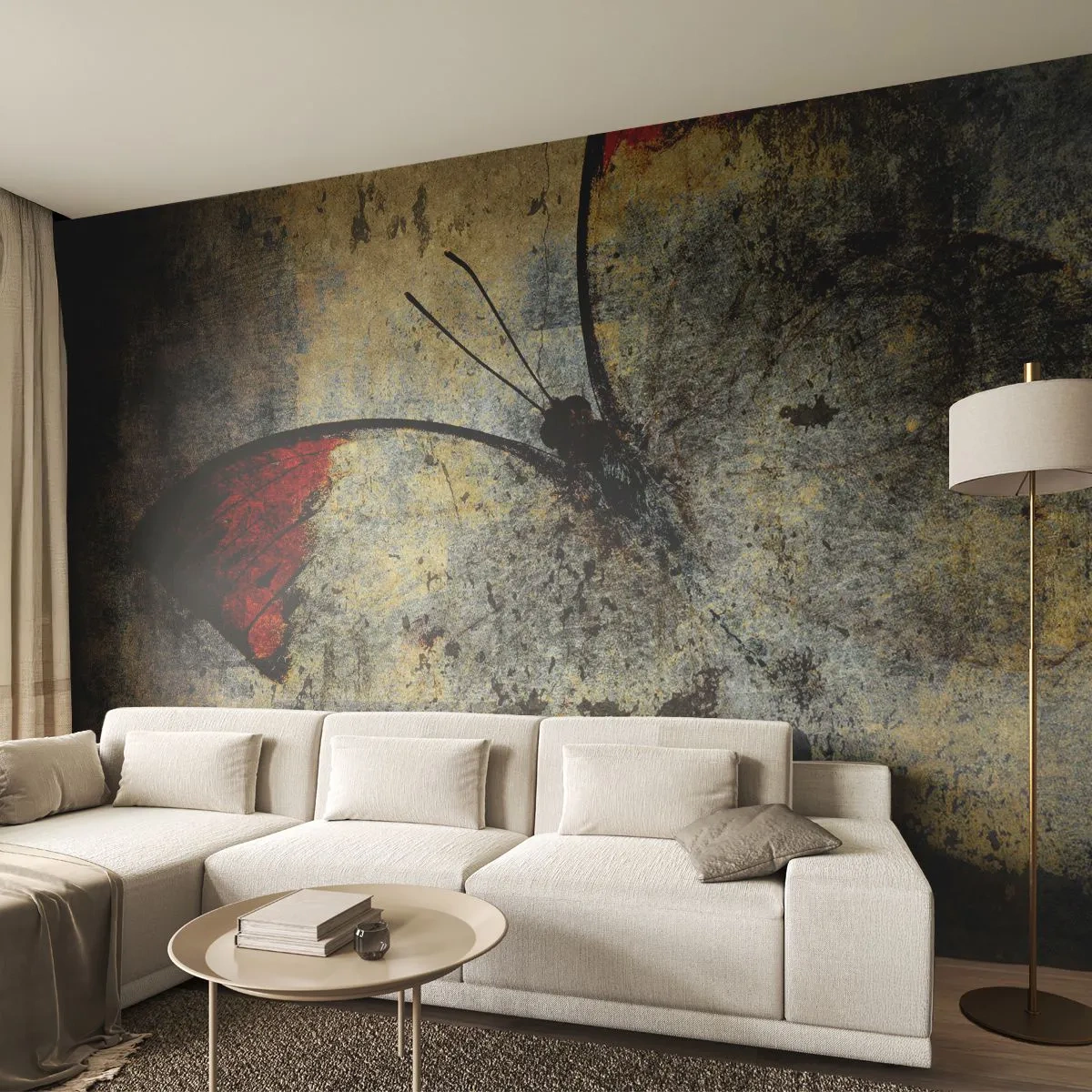 Fototapete Premium Canvas - Pass auf, bevor ich verschwinde - Abstraktion, Schmetterling, Stück - 500x350 cm