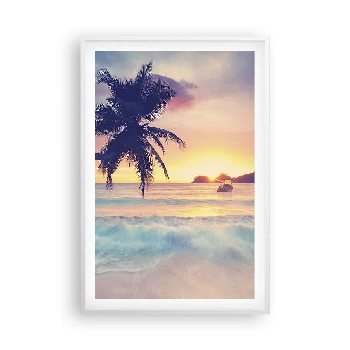 Poster in einem weißen Rahmen - Ein Abend in der Bucht - 61x91 cm