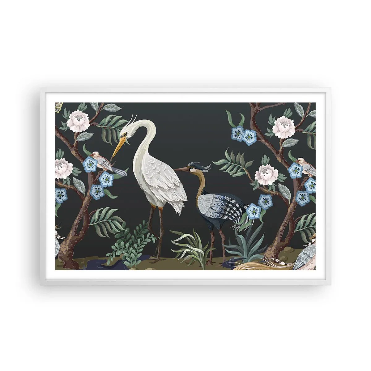 Poster in einem weißen Rahmen - Vogelparade - 91x61 cm