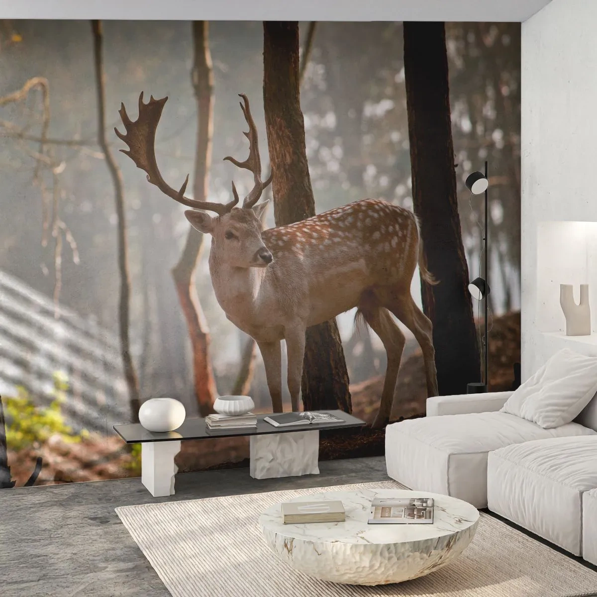 Fototapete Standard Eco - Das Licht der Jugend - Tiere, Reh, Wald - 450x315 cm