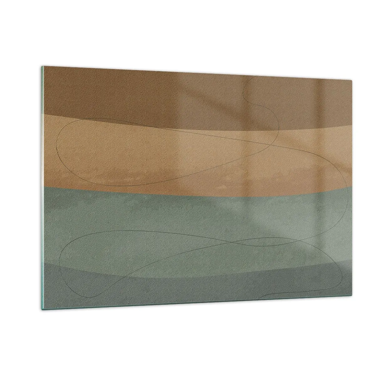 Glasbild - Bild auf glas - Abstrakte Streifen in Erdtönen - 120x80cm - Horizontale Komposition - Moderne Wanddekoration für Wohnzimmer und Schlafzimmer ARTTOR