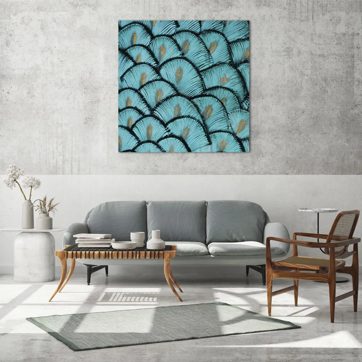 Glasbild - Bild auf glas - Große Federgala - 60x60 cm