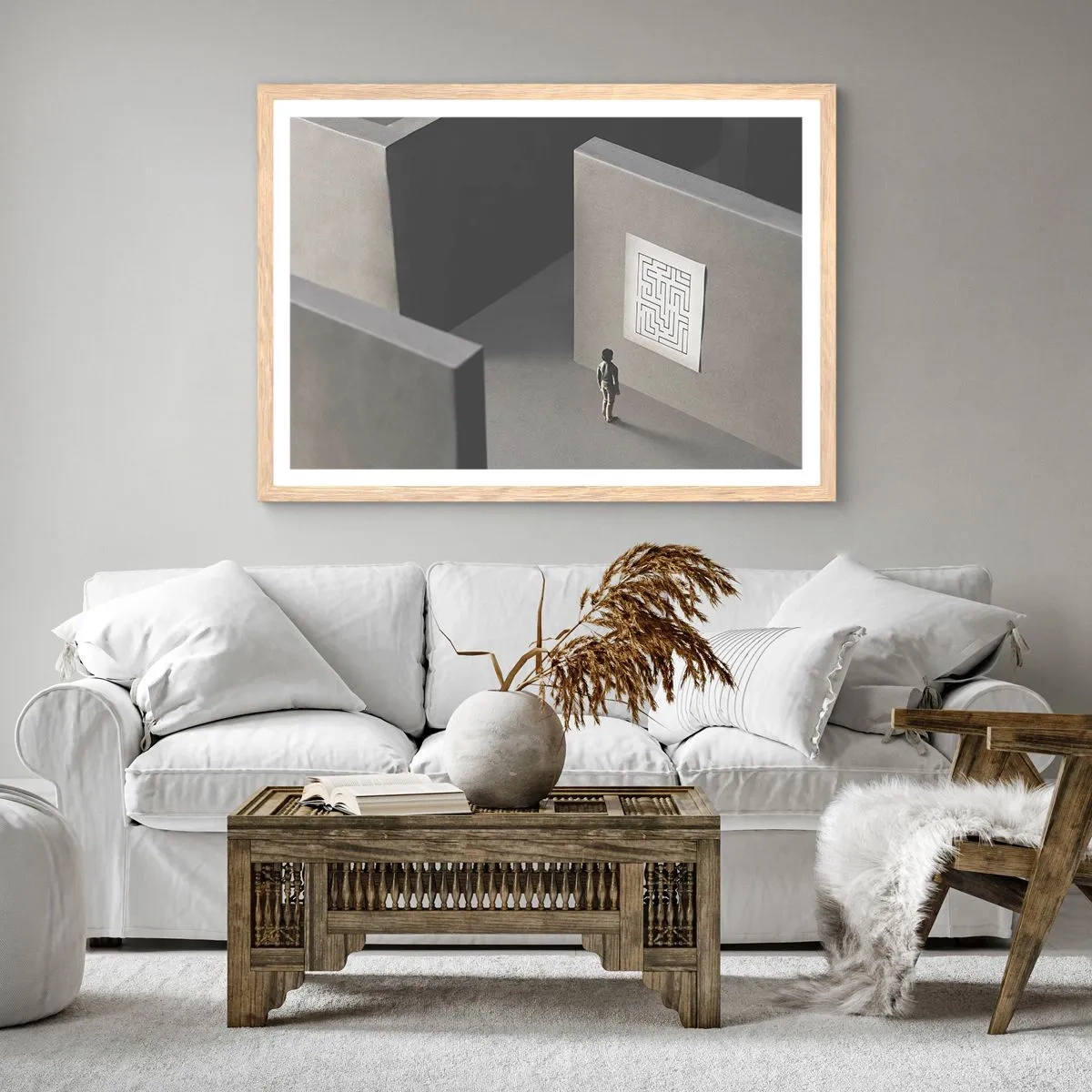 Poster in einem Rahmen aus heller Eiche - Aber wo bin ich? - 50x40 cm