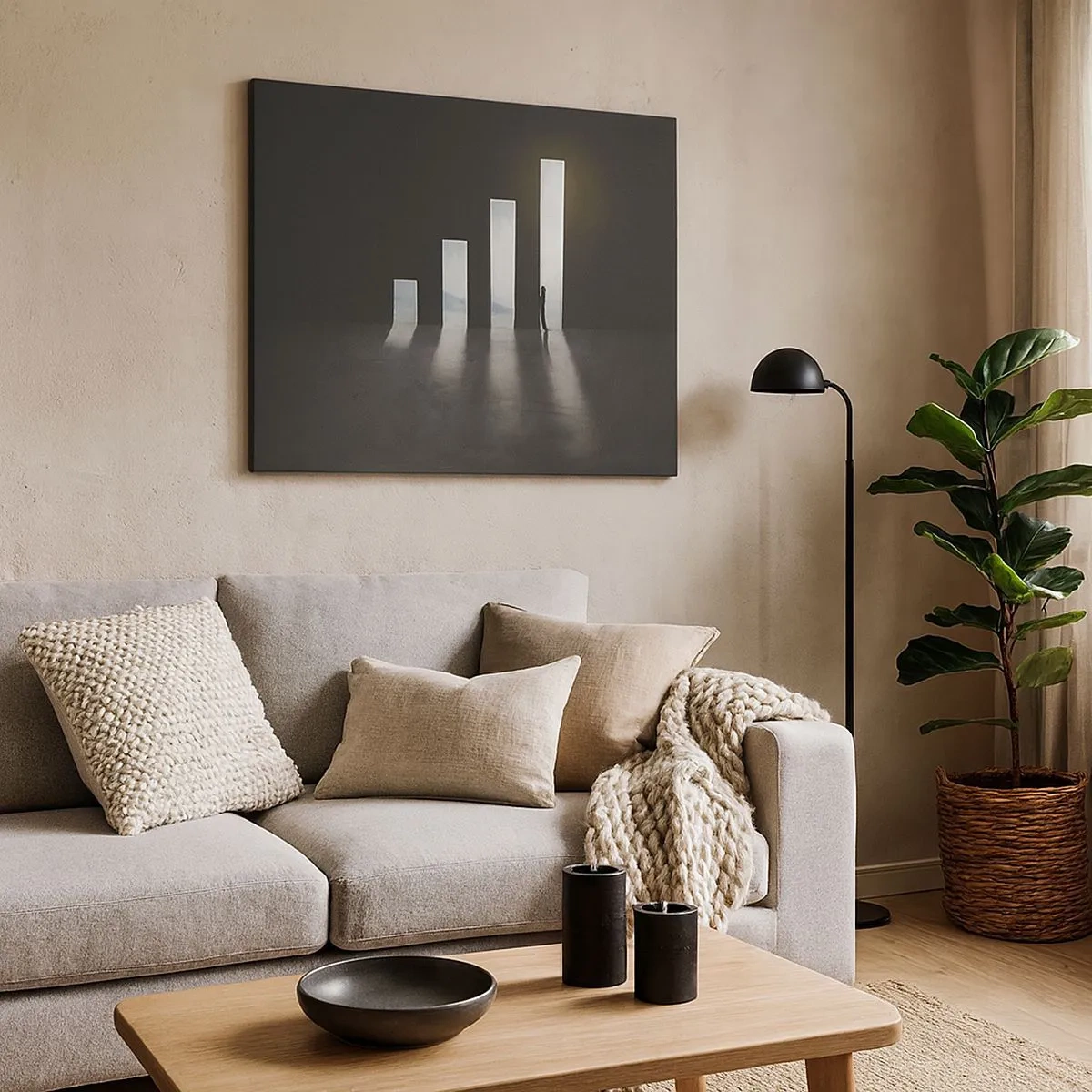 Bild auf Leinwand - Leinwandbild - Symbolisches Wachstum in Form von lichtdurchfluteten Passagen - 70x50cm - Erfolg –