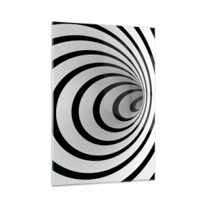 Glasbild - Bild auf glas - Abstraktes Spiralmuster in Schwarz und Weiß - 50x70cm - Sie können dem auch nicht widerstehen? - Moderne Wanddekoration für Wohnzimmer und Schlafzimmer ARTTOR