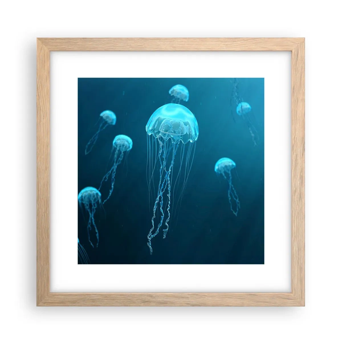Poster in einem Rahmen aus heller Eiche - Ozeantanz - 30x30 cm