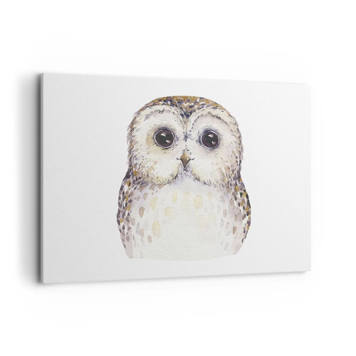 Bild auf Leinwand - Leinwandbild - Porträt einer Eule auf hellem Hintergrund mit zarten Farben - 100x70cm - Schau mir in die Augen - Moderne Wanddekoration für Wohnzimmer und Schlafzimmer ARTTOR