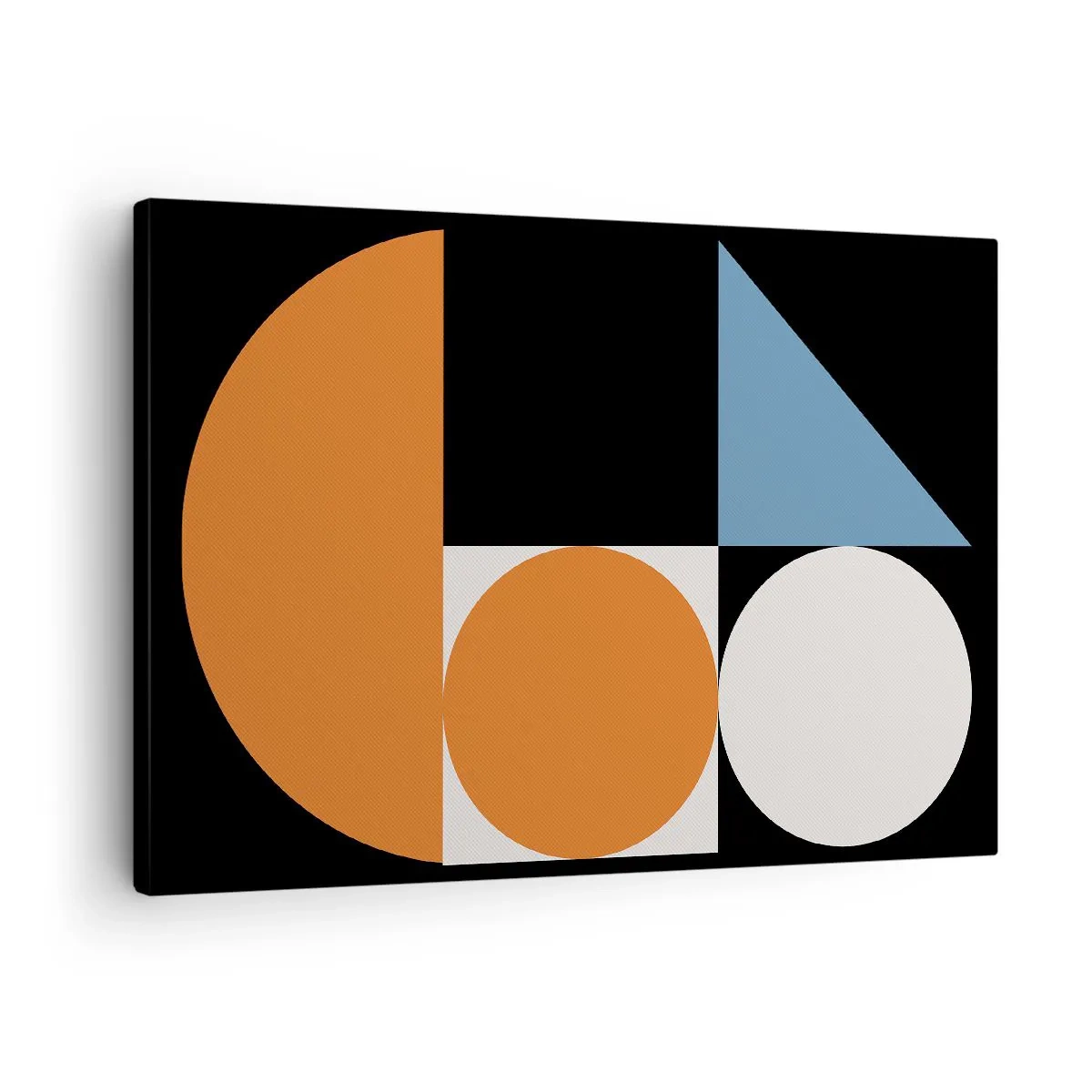 Bild auf Leinwand - Leinwandbild - Geometrisches Muster mit bunten Formen auf schwarzem Hintergrund - 70x50cm - Bebilderte Anordnung - Moderne Wanddekoration für Wohnzimmer und Schlafzimmer ARTTOR