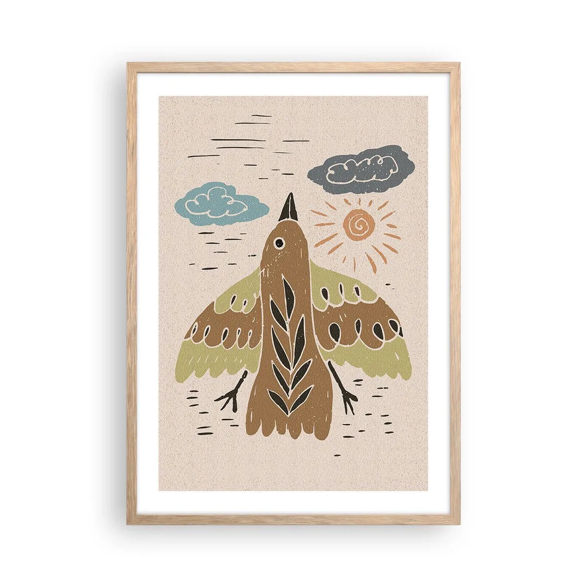 Poster in einem Rahmen aus heller Eiche - Guten Flug - 50x70 cm