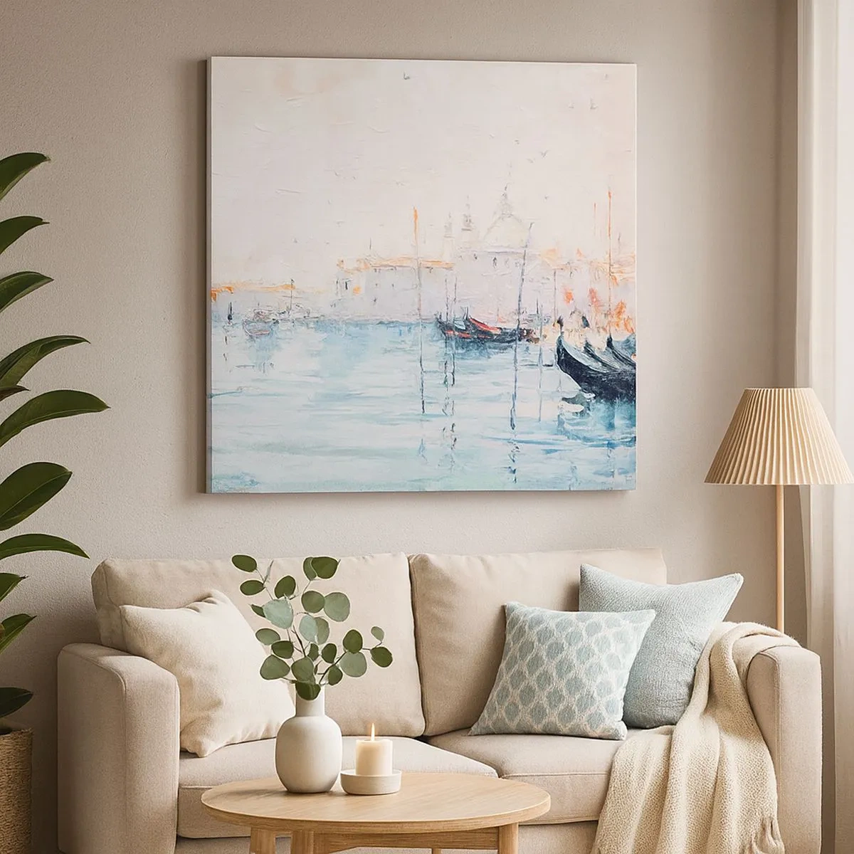 Bild auf Leinwand - Leinwandbild - Hinter dem Wasser, hinter dem Nebel - 30x30 cm