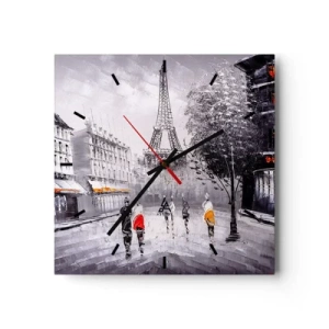 Wanduhr - Glasuhr - Pariser Spaziergang - 40x40 cm