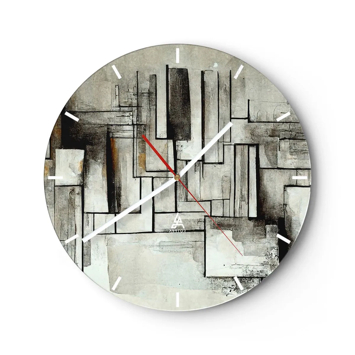 Wanduhr - Glasuhr - Eine geometrische Komposition aus Rechtecken in gedämpften Farben. - 30x30cm - Kraft der Einfachheit - Moderne Wanddekoration für Wohnzimmer, Küche und Schlafzimmer ARTTOR