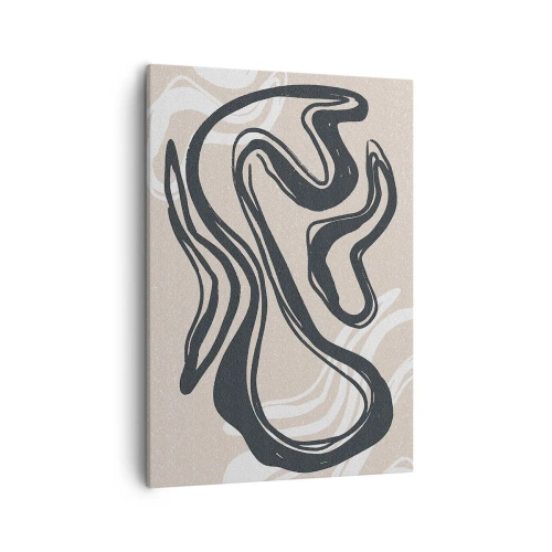 Bild auf Leinwand - Leinwandbild - Abstrakte Linien in dunklen Farbtönen auf beigem Hintergrund - 50x70cm - Vervielfachter Ausdruck - Moderne Wanddekoration für Wohnzimmer und Schlafzimmer ARTTOR