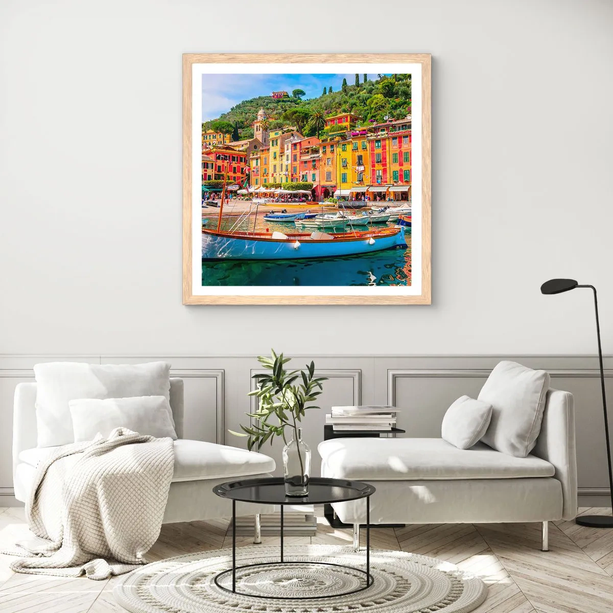 Poster in einem Rahmen aus heller Eiche - Italienischer Morgen - 30x30 cm