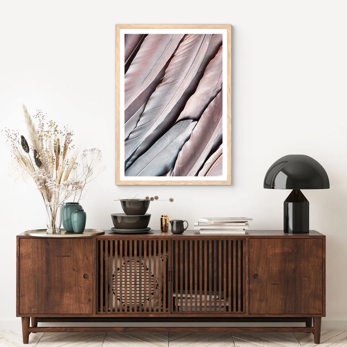 Poster in einem Rahmen aus heller Eiche - In rosa Silber - 30x40 cm