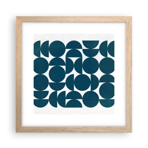 Poster in einem Rahmen aus heller Eiche - Kreise und Halbkreise - 30x30 cm